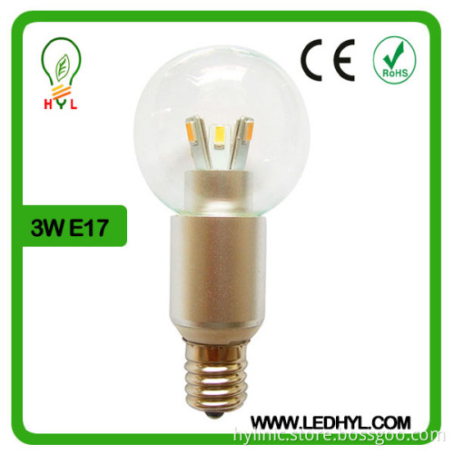 High quality clear cover led lamp E17 3w e14 led candle light with cree chip